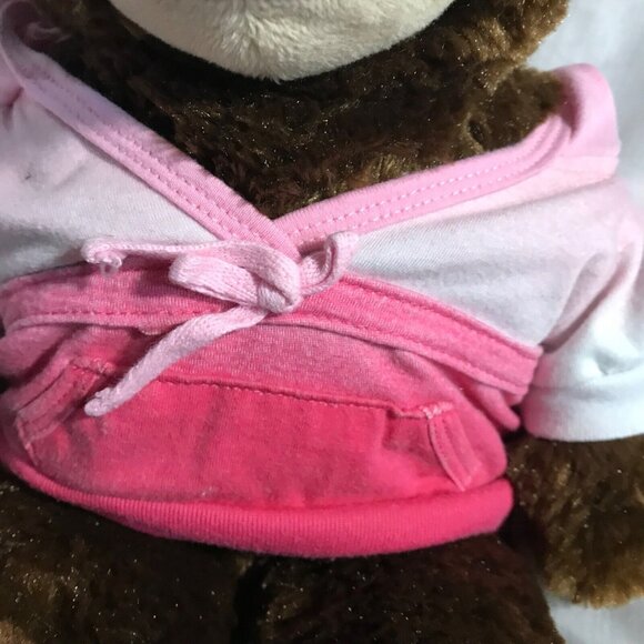 Build A Bear Workshop Brown Teddy Bear In Pink Hoodie Plush Toy 14" - Picture 4 of 16